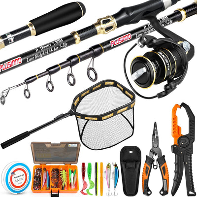 Fishing Gear,Full Fishing Pole Kit Include Fishing Rod and Reel Combo, Tackle Box with Fishing Lures, Fishing Accessories, Fishing Pliers,Fishing Gifts for Men with Fishing Tool Kit