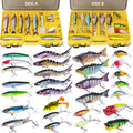 Fishing Lures Kit with Multi Jointed Swimbaits Surface Popper Crankbaits Pencil Minnow Frog, 28Pcs Topwater Trout Bass Fishing Tackle Fathers Day Fishing Gifts for Men Dad