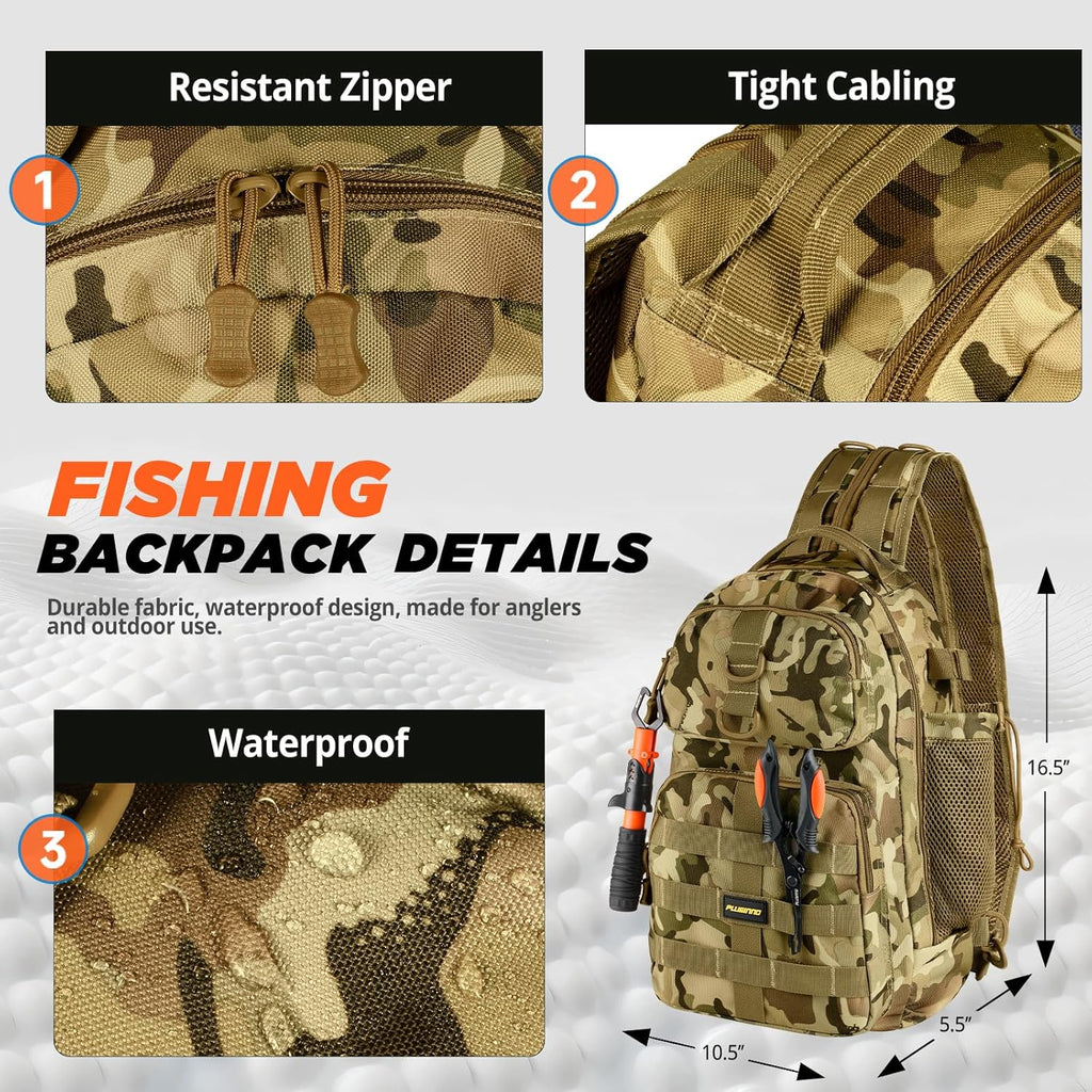 Fishing Backpack with Fishing Rod and Reel Combos Tackle Boxes, Waterproof Tackle Backpack for Gear with Rod Holder, Fish Gifts for Men with Tool Kit...