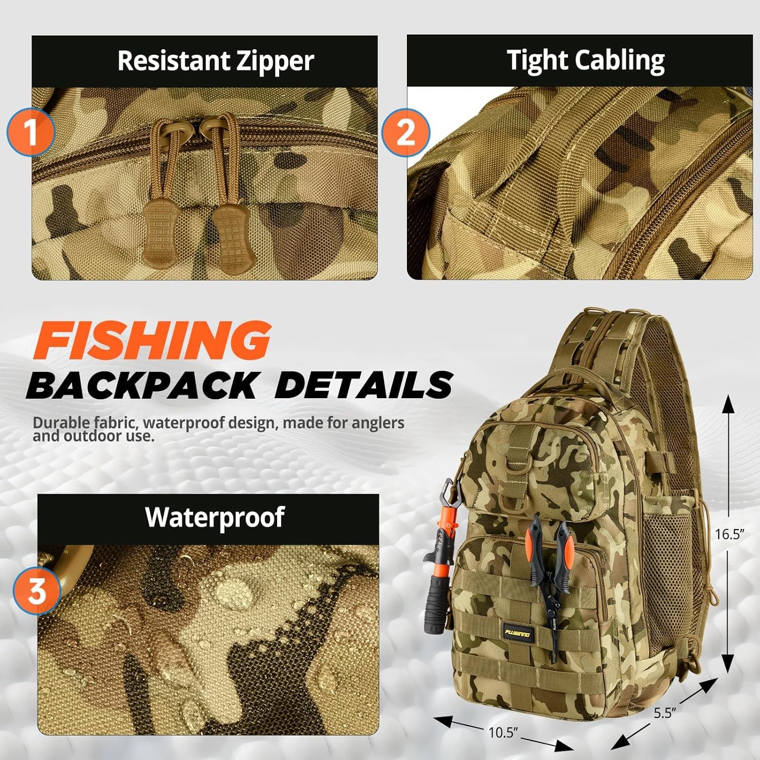 Fishing Backpack with Fishing Rod and Reel Combos Tackle Boxes, Waterproof Tackle Backpack for Gear with Rod Holder, Fish Gifts for Men with Tool Kit...