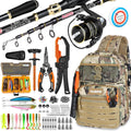 Fishing Gear, Fishing Backpack with Fishing Rod, Tackle Box, Waterproof Tackle Backpack with Rod Holders,Lures, Tools, Pliers & Accessories, Fish Gifts for Men
