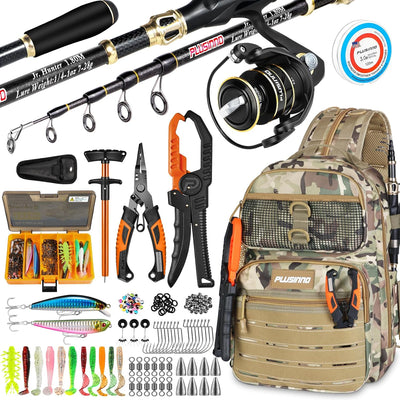Fishing Gear, Fishing Backpack with Fishing Rod, Tackle Box, Waterproof Tackle Backpack with Rod Holders,Lures, Tools, Pliers & Accessories, Fish Gifts for Men