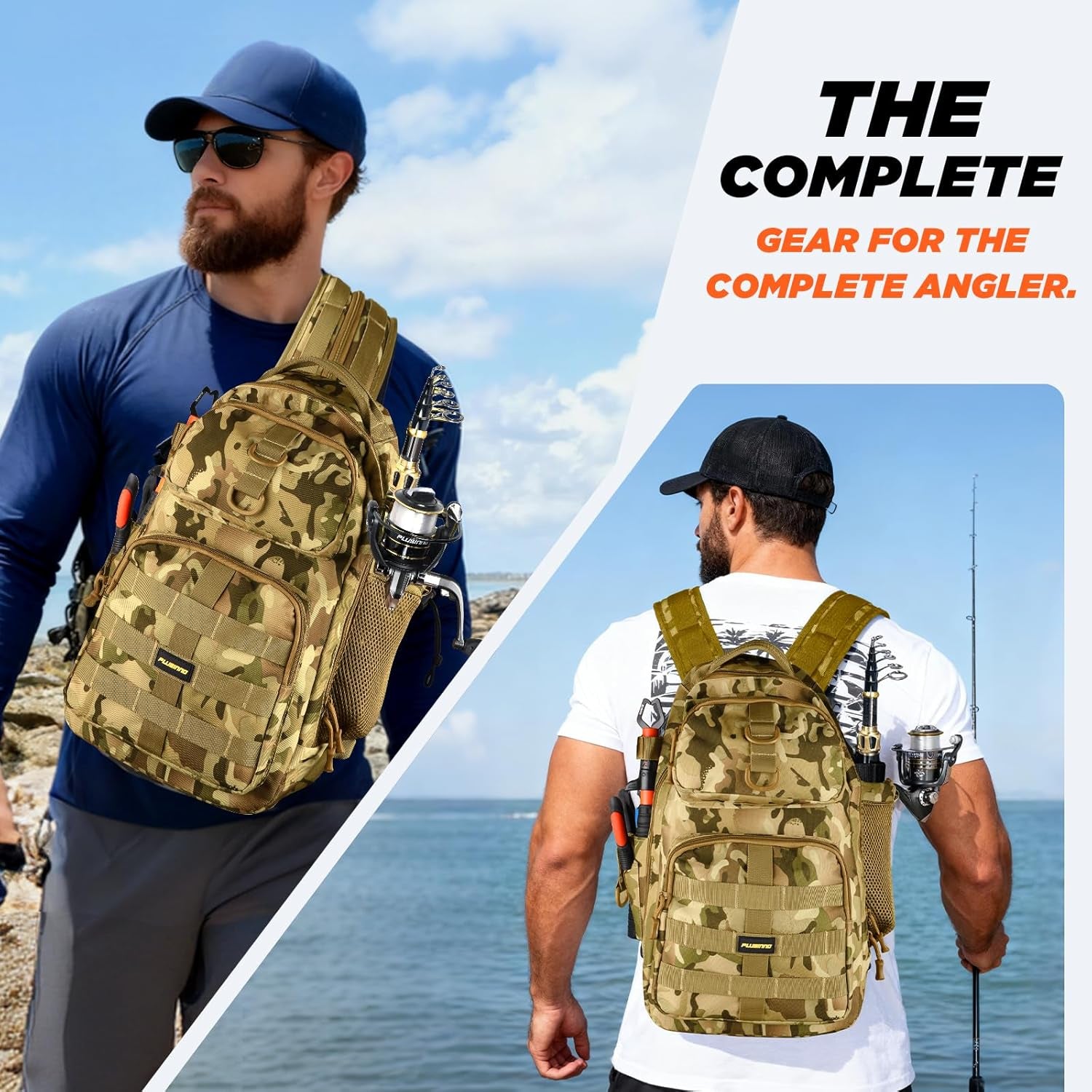 Fishing Backpack with Fishing Rod and Reel Combos Tackle Boxes, Waterproof Tackle Backpack for Gear with Rod Holder, Fish Gifts for Men with Tool Kit...