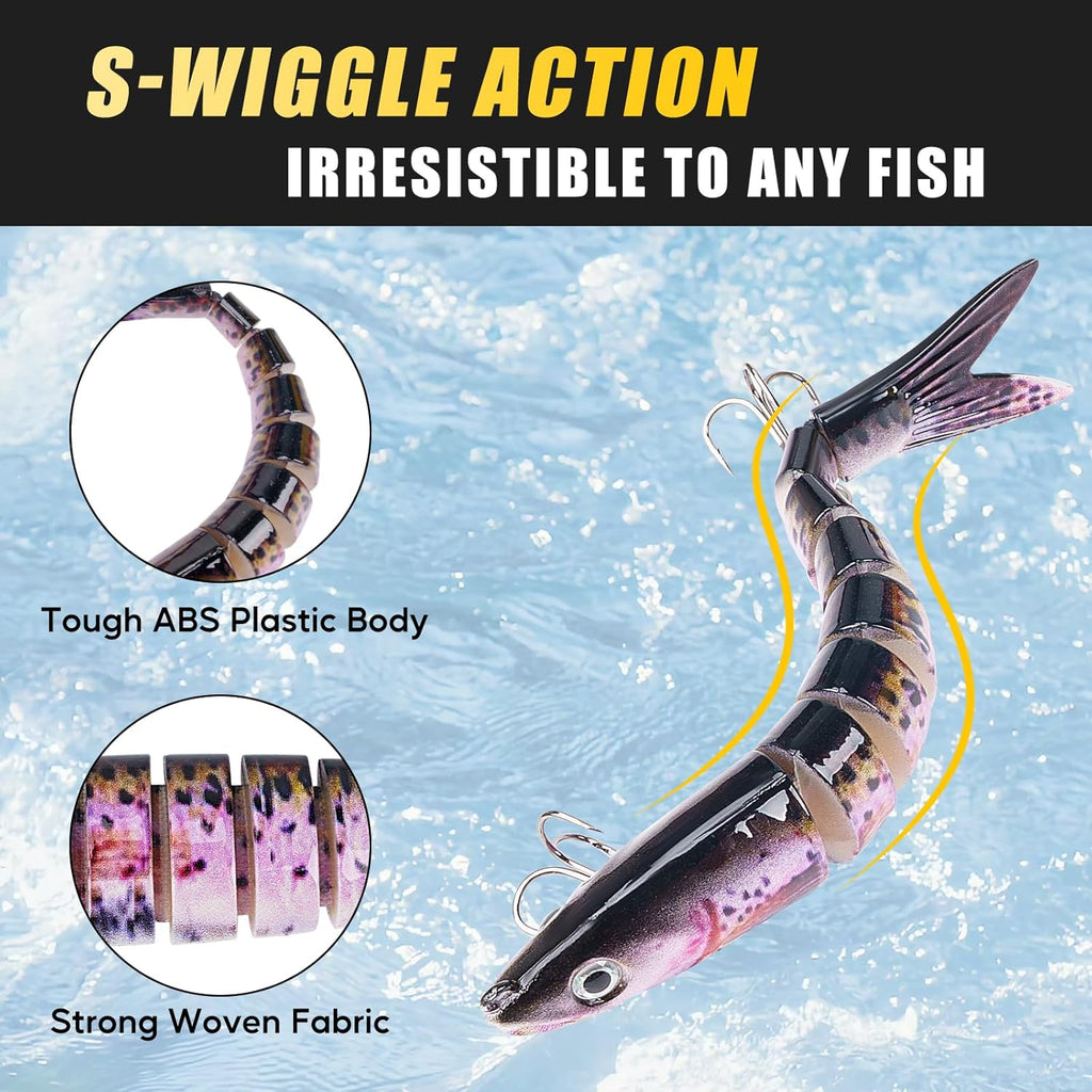 Fishing Lures Kit with Multi Jointed Swimbaits Surface Popper Crankbaits Pencil Minnow Frog, 28Pcs Topwater Trout Bass Fishing Tackle Fathers Day Fishing Gifts for Men Dad
