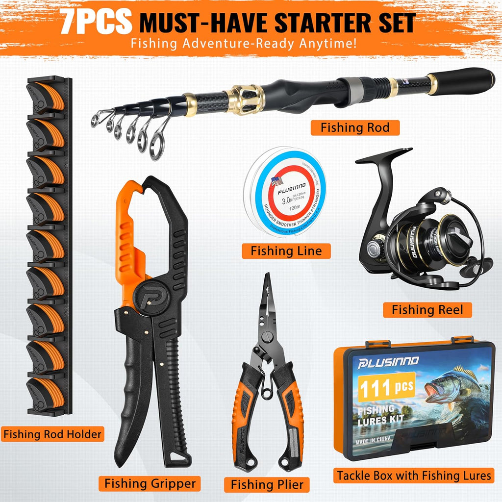 Fishing Gear,Full Fishing Pole Kit Include Fishing Rod and Reel Combo, Tackle Box with Fishing Lures, Fishing Accessories, Fishing Pliers,Fishing Gifts for Men with Fishing Tool Kit