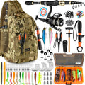 Fishing Backpack with Fishing Rod and Reel Combos Tackle Boxes, Waterproof Tackle Backpack for Gear with Rod Holder, Fish Gifts for Men with Tool Kit...
