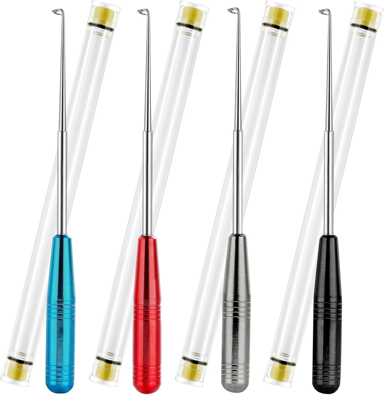 4PCS Fishing Hook Remover, Stainless Steel Fish Hook Remover Tool for Finishing, Storage Tube Included