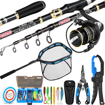 Fishing Gear,Full Fishing Pole Kit Include Fishing Rod and Reel Combo, Tackle Box with Fishing Lures, Fishing Accessories, Fishing Pliers,Fishing Gifts for Men with Fishing Tool Kit